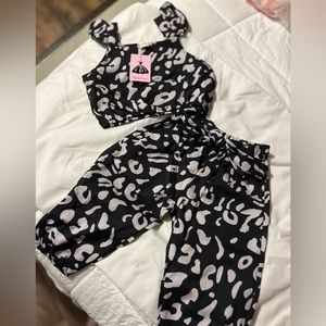 2Pcs Toddler Kids Girls Outfits Leopard T-shirt Tops Long Pants Clothes‎ Set